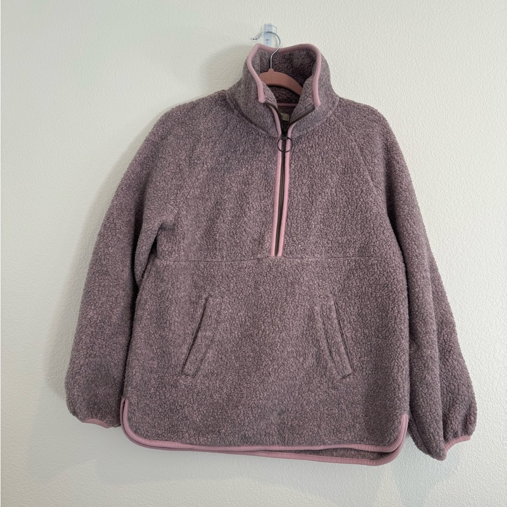 Madewell - Purple Fleece Quarter Zip Sweater - Size S